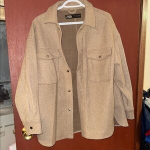 Zara Camel Button-Up Shacket